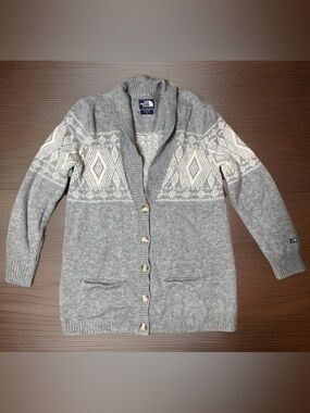 North Face Shawl Collar Icelandic Long Cardigan Nordic Size X-Large Wool Blend